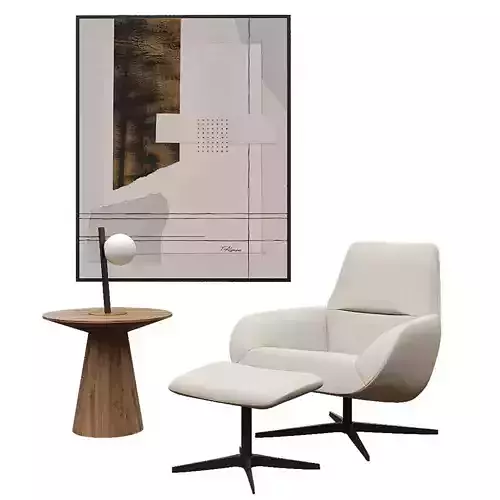 Armchair - table lamp - frame - side table - full set 3D model