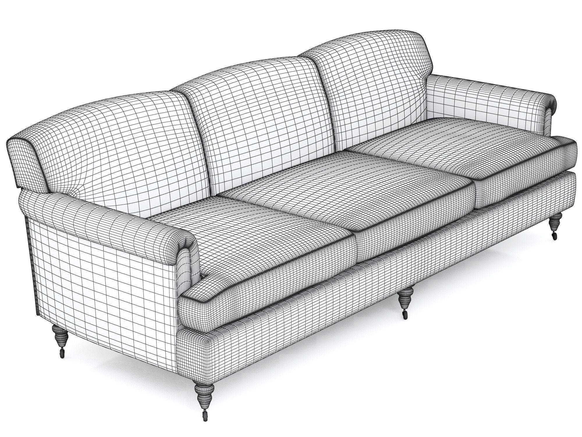 George Smith Short Scroll Arm Signature Sofa 3D model_7