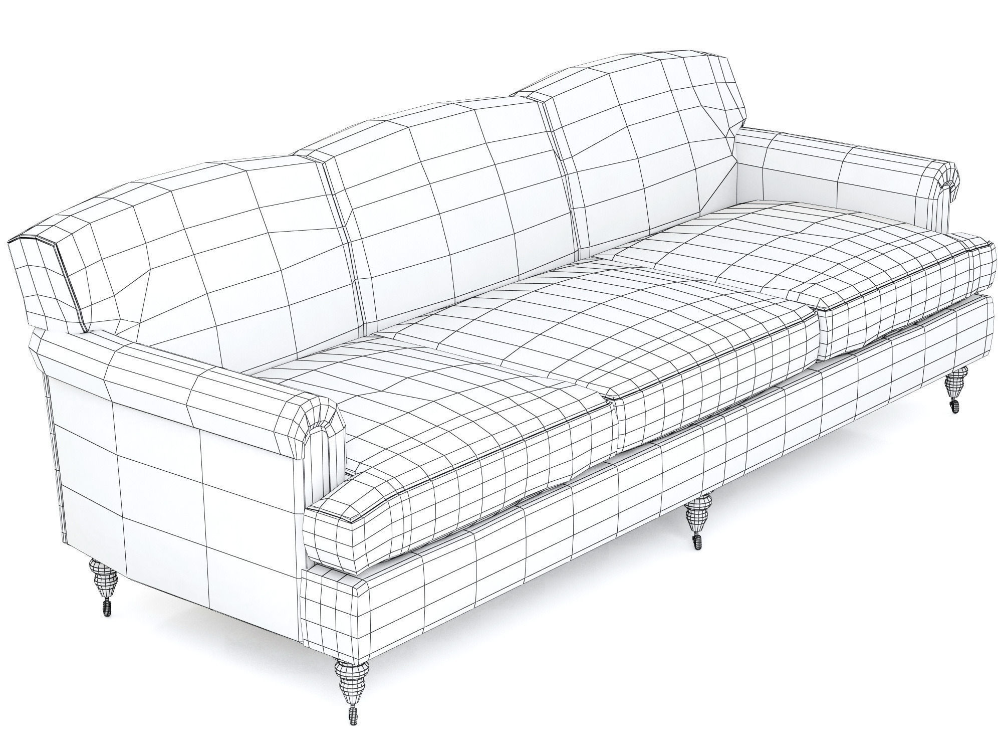 George Smith Short Scroll Arm Signature Sofa 3D model_6