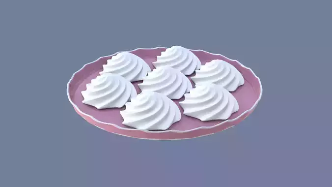 Meringues on a tray 3D model