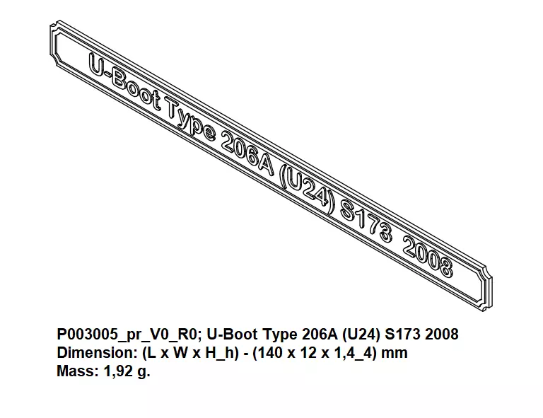 Nameplate - U-Boot Type 206A -U24- S173 2008 3D print model_0