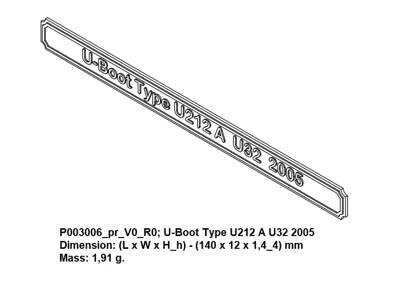 Nameplate - U-Boot Type U212 A U32 2005 3D print model_0