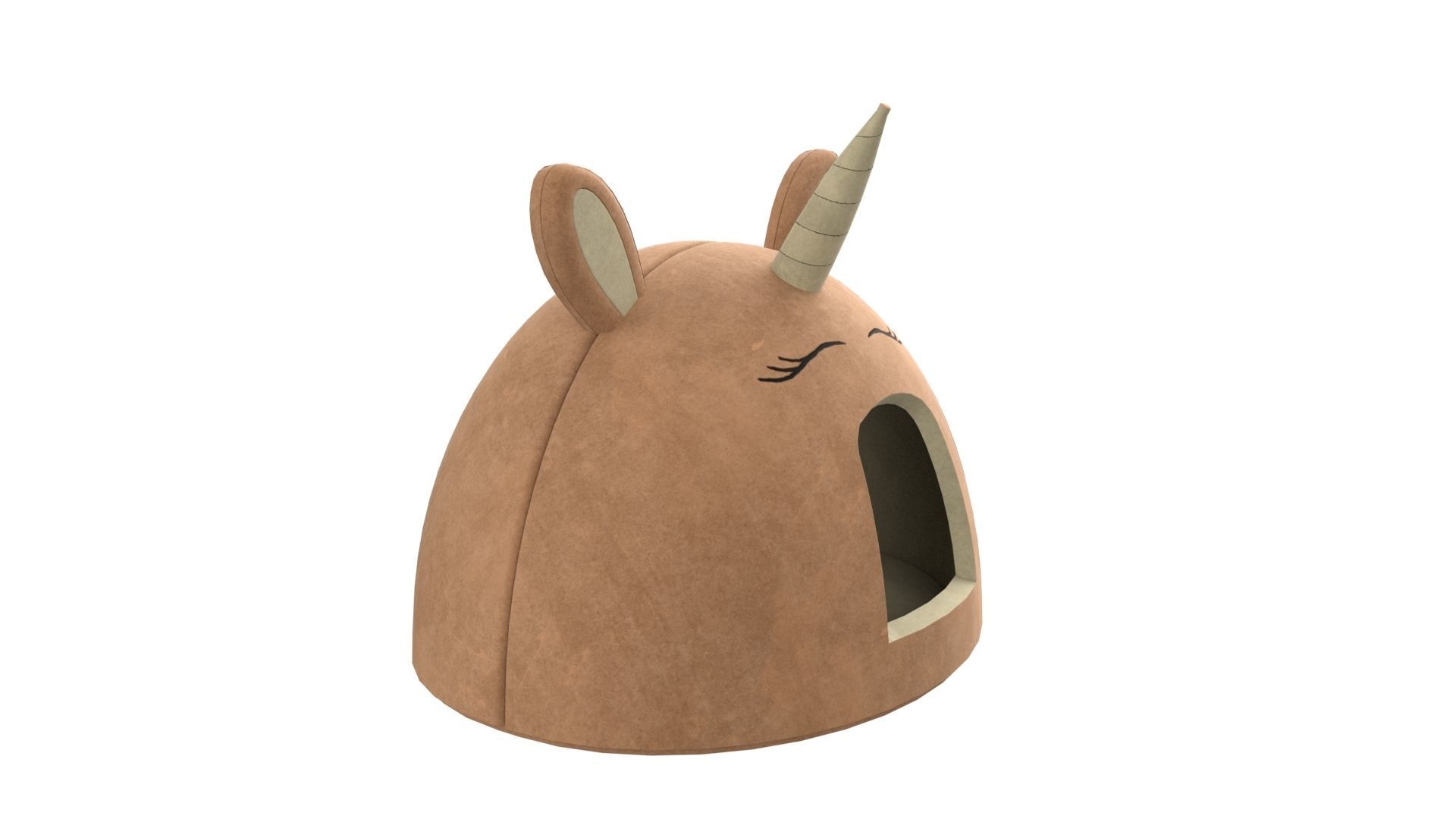 Unicorn Meow Hut Cat Hut Cat Tent Cozy Brown 3D model_4