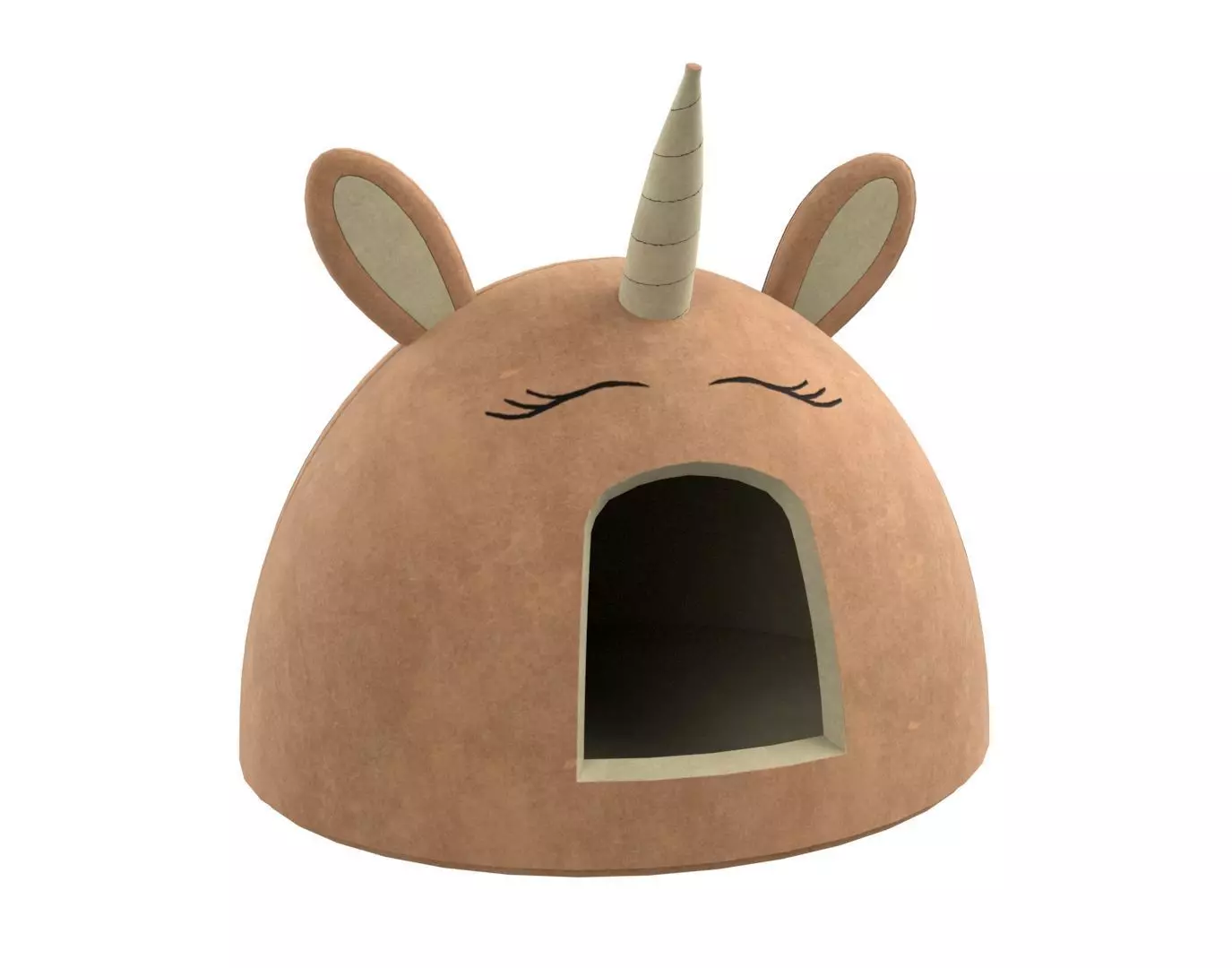 Unicorn Meow Hut Cat Hut Cat Tent Cozy Brown 3D model_0