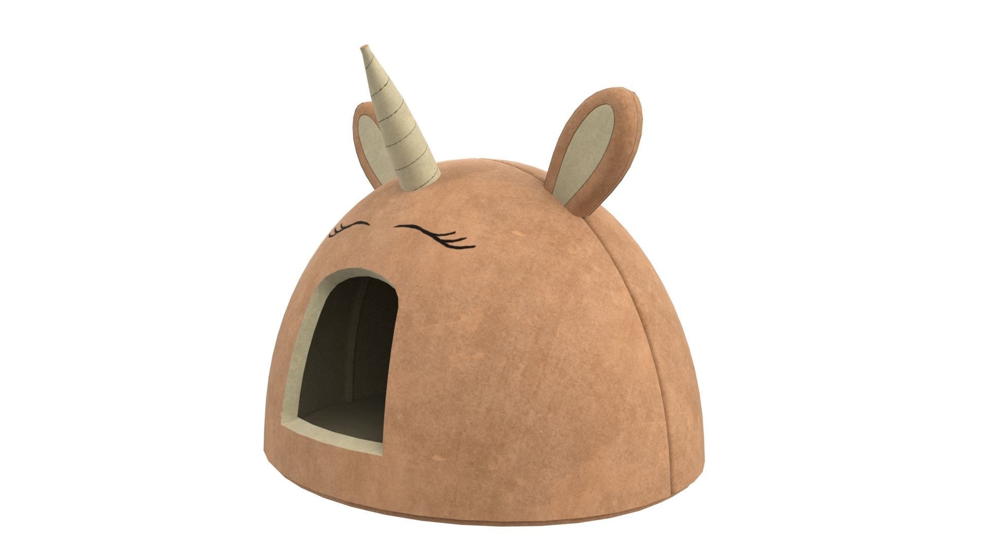 Unicorn Meow Hut Cat Hut Cat Tent Cozy Brown 3D model_2
