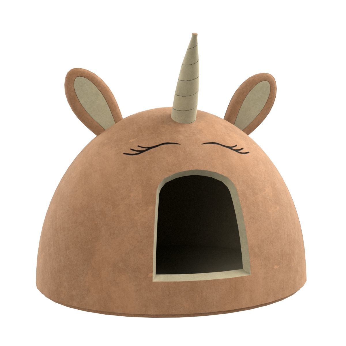 Unicorn Meow Hut Cat Hut Cat Tent Cozy Brown 3D model_22