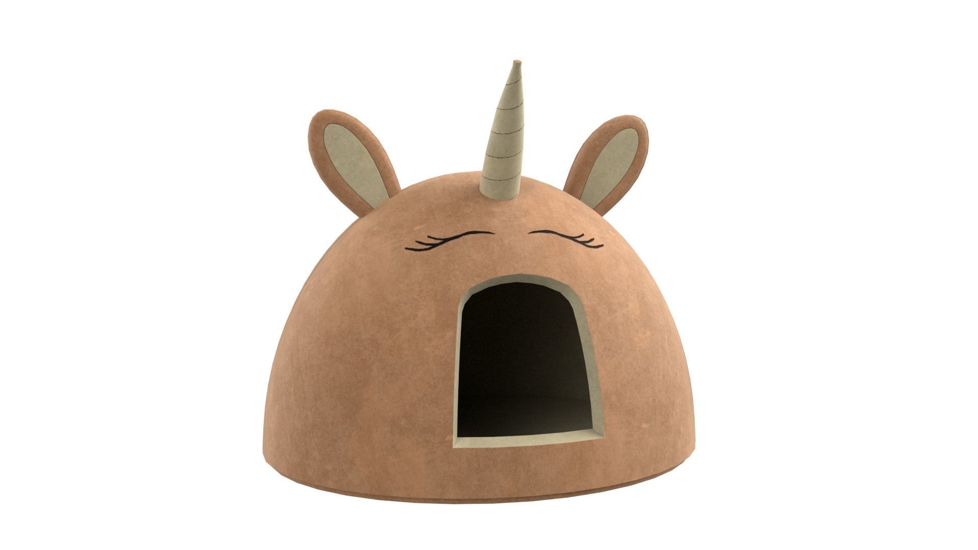 Unicorn Meow Hut Cat Hut Cat Tent Cozy Brown 3D model_1
