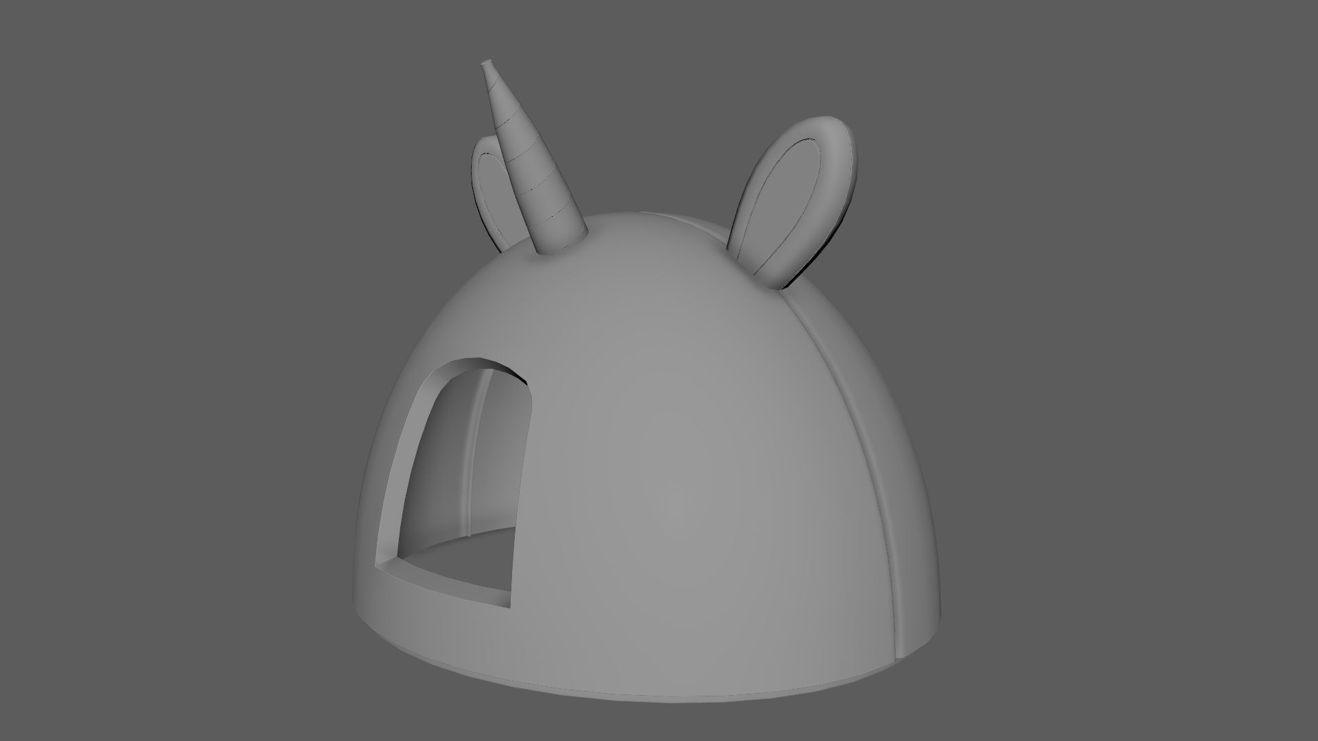 Unicorn Meow Hut Cat Hut Cat Tent Cozy Gray 3D model_6