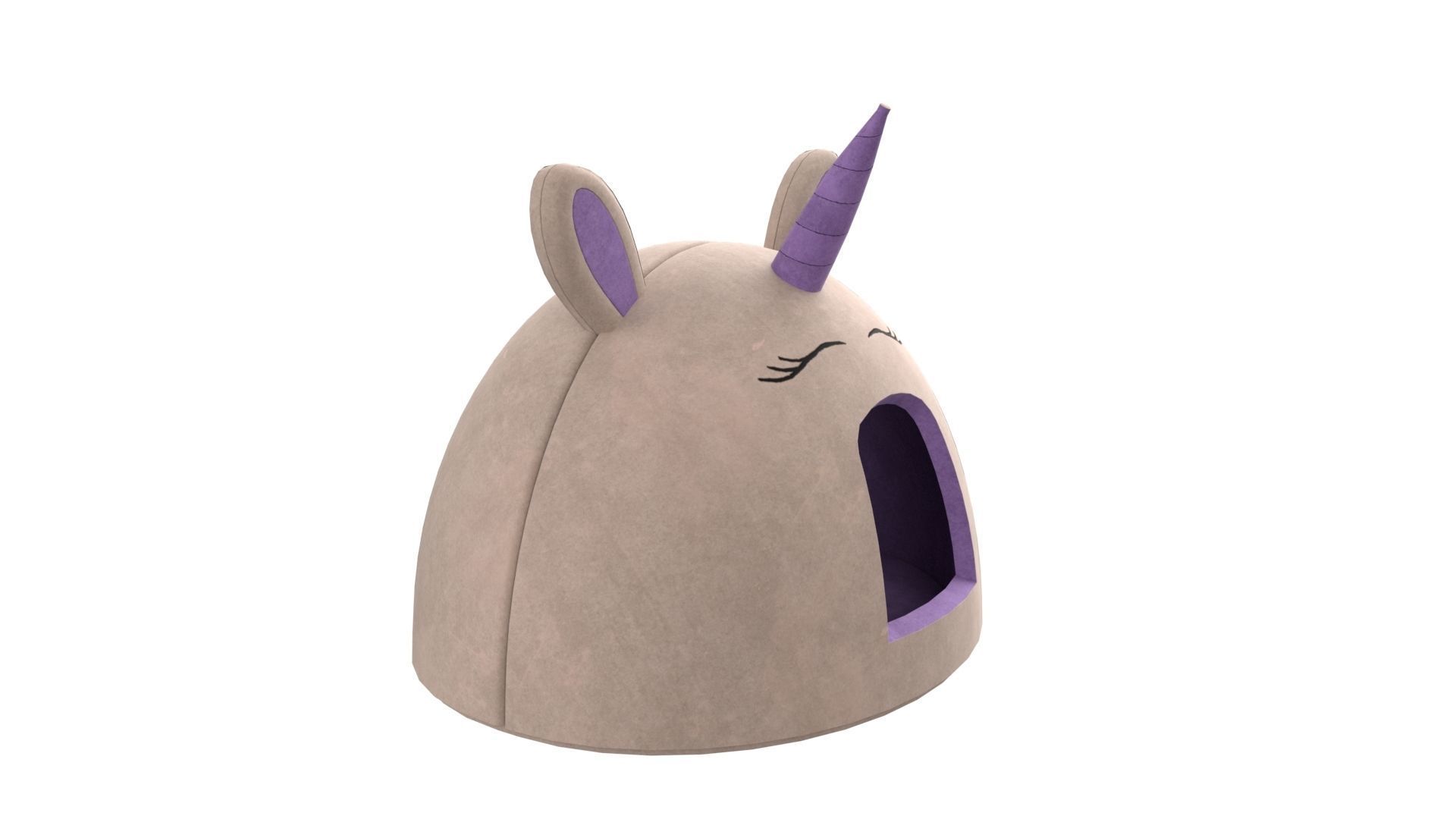 Unicorn Meow Hut Cat Hut Cat Tent Cozy Gray 3D model_4