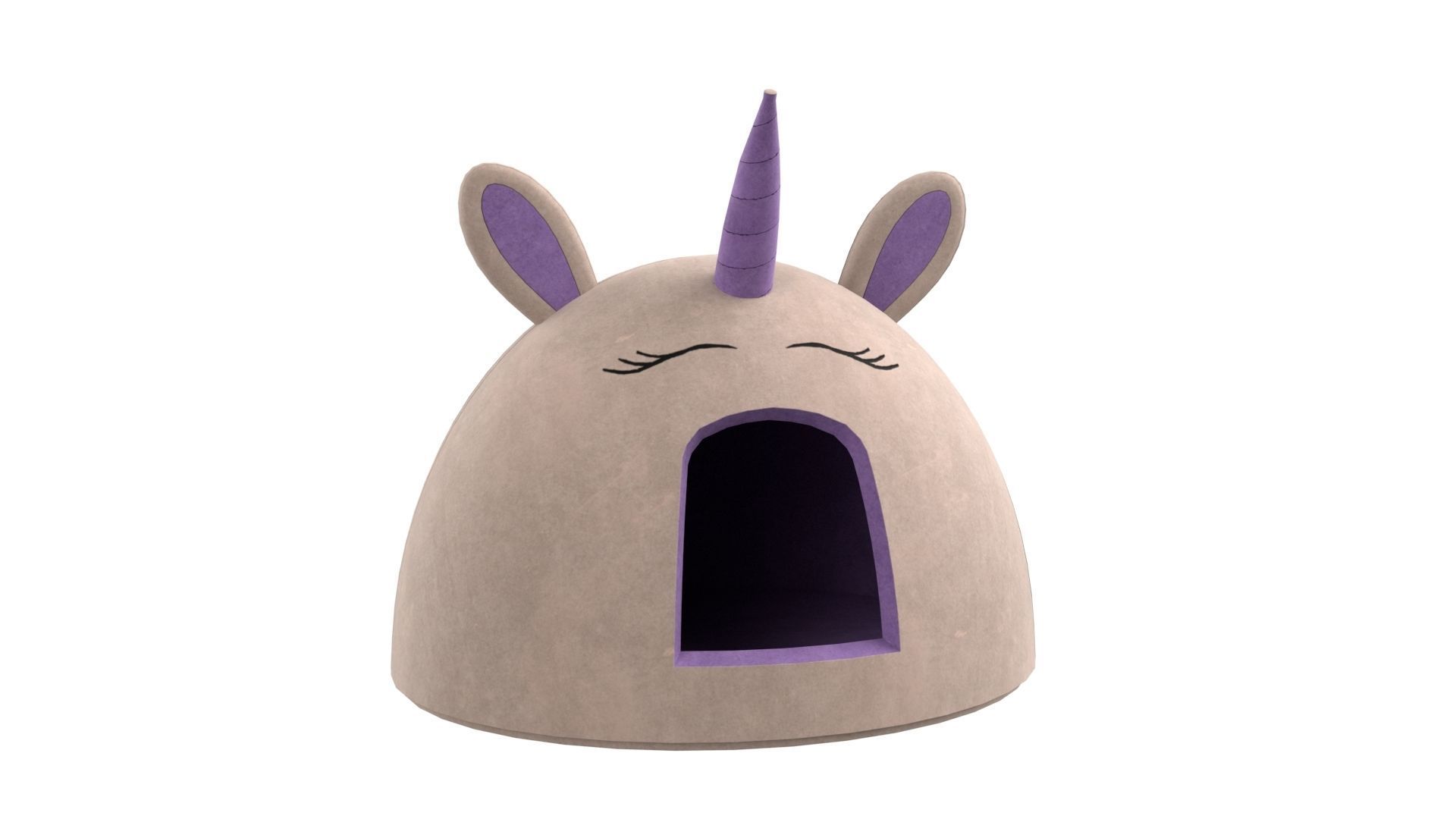 Unicorn Meow Hut Cat Hut Cat Tent Cozy Gray 3D model_1