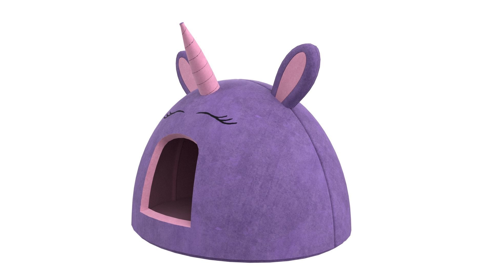 Unicorn Meow Hut Cat Hut Cat Tent Cozy Purple 3D model_2