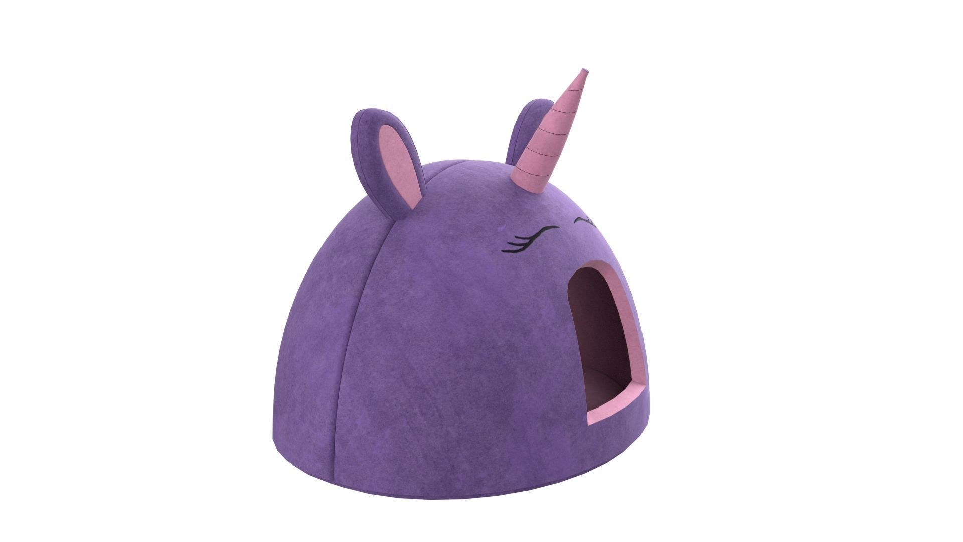 Unicorn Meow Hut Cat Hut Cat Tent Cozy Purple 3D model_4