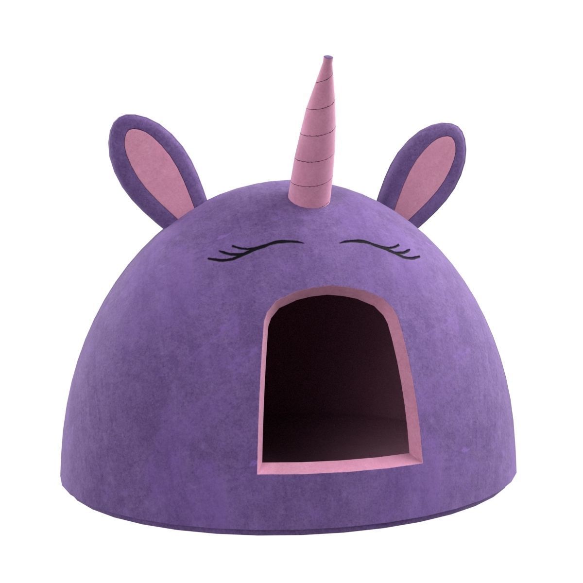 Unicorn Meow Hut Cat Hut Cat Tent Cozy Purple 3D model_21