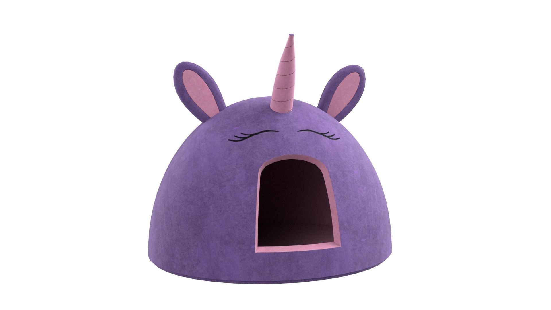 Unicorn Meow Hut Cat Hut Cat Tent Cozy Purple 3D model_1