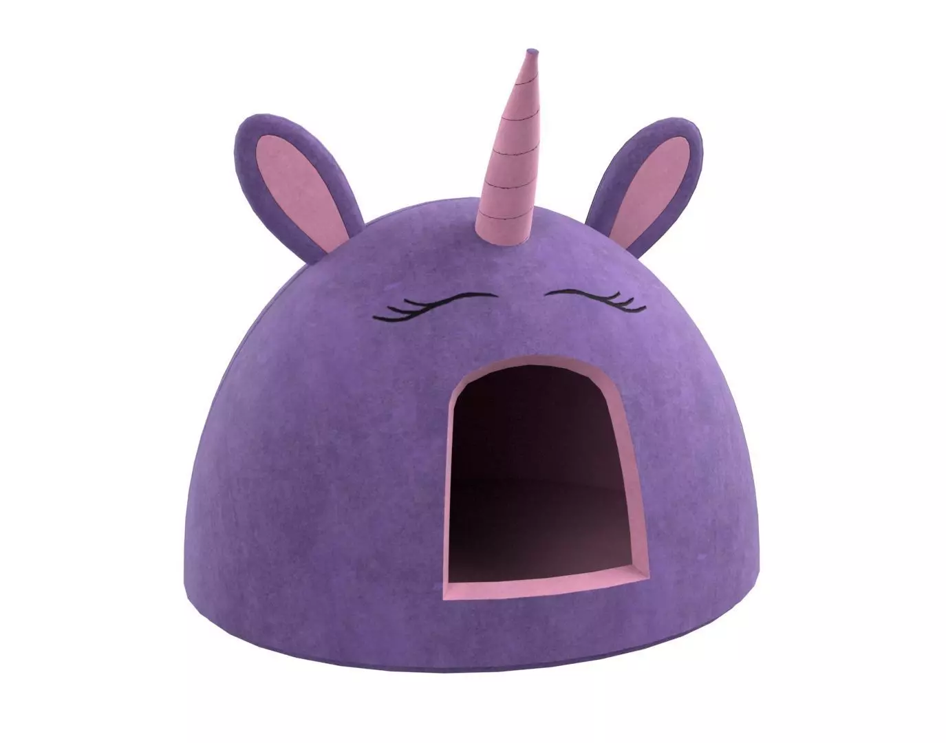 Unicorn Meow Hut Cat Hut Cat Tent Cozy Purple 3D model_0