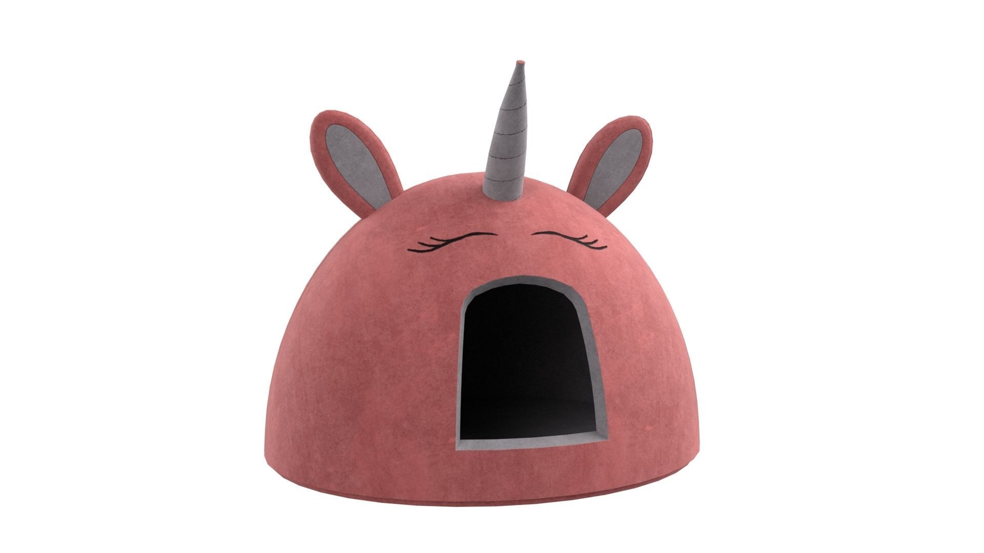 Unicorn Meow Hut Cat Hut Cat Tent Cozy Red 3D model_1