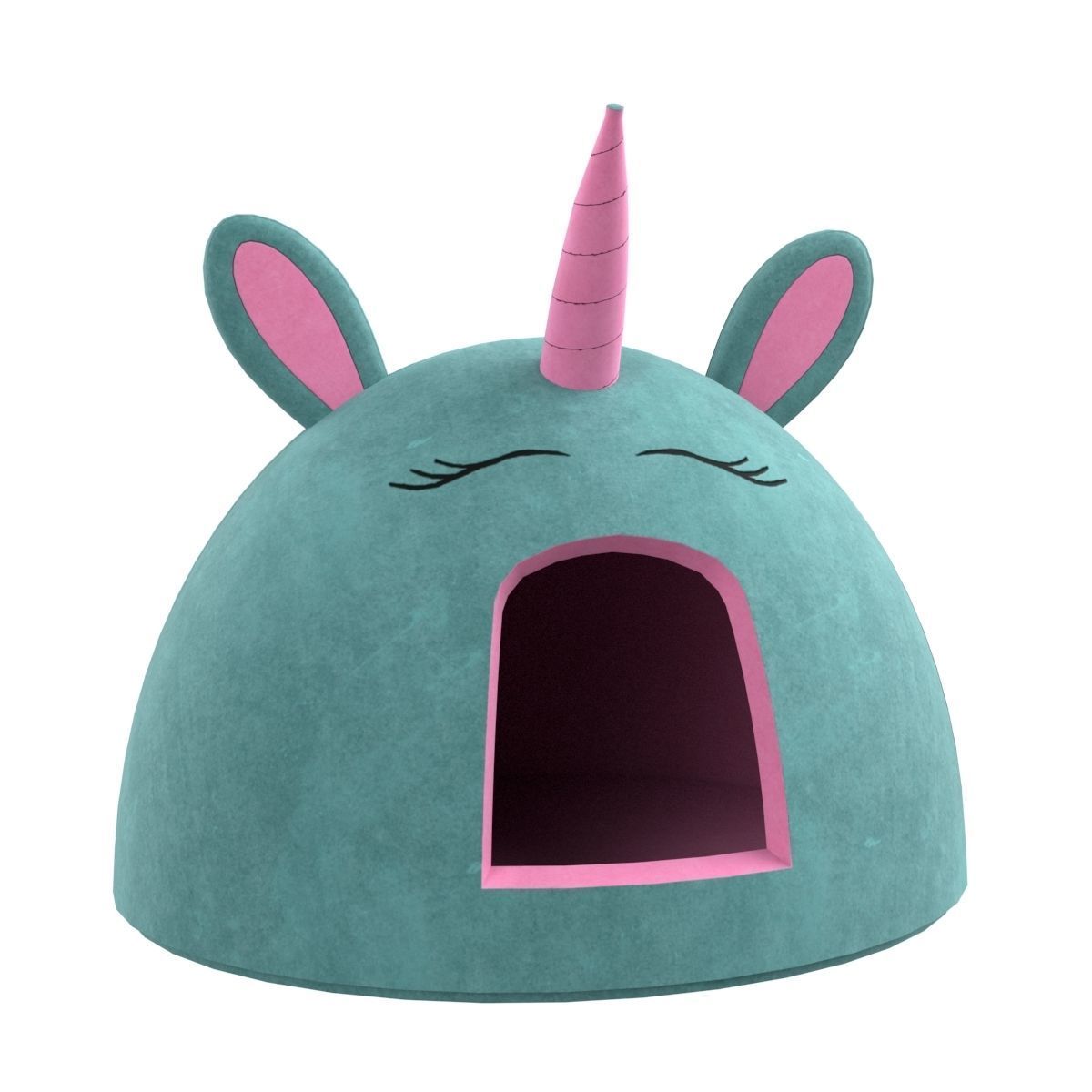 Unicorn Meow Hut Cat Hut Cat Tent Cozy Turquoise 3D model_22