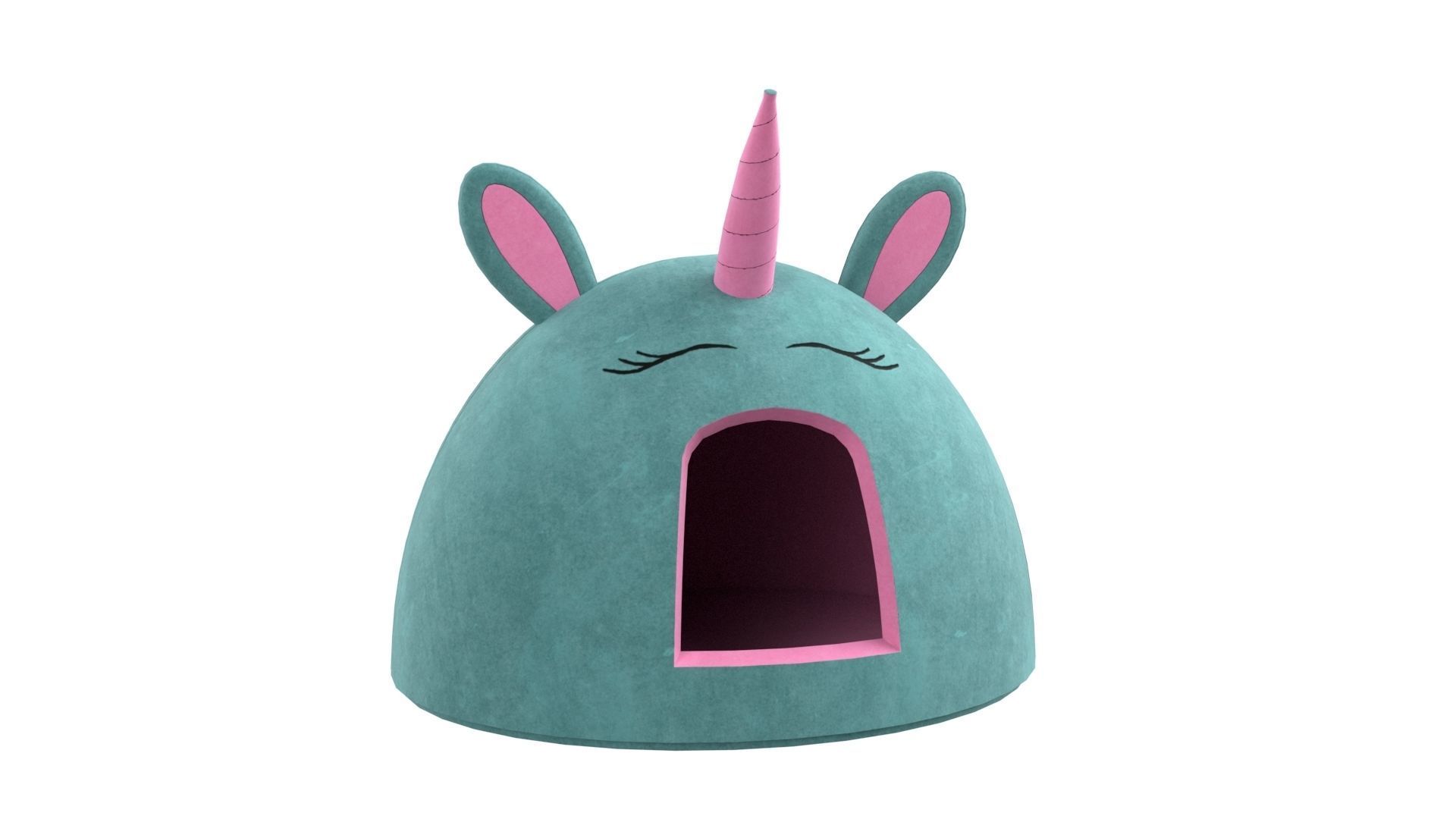 Unicorn Meow Hut Cat Hut Cat Tent Cozy Turquoise 3D model_1