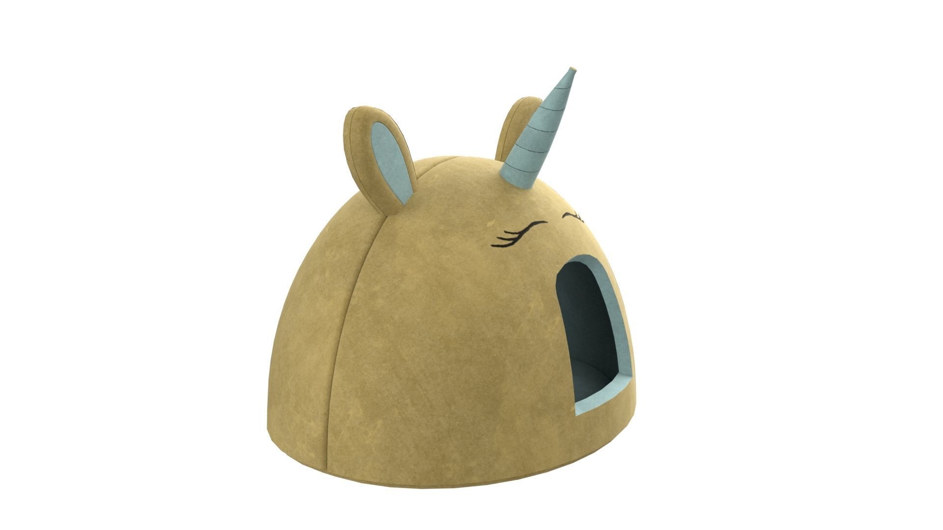 Unicorn Meow Hut Cat Hut Cat Tent Cozy Yellow 3D model_4