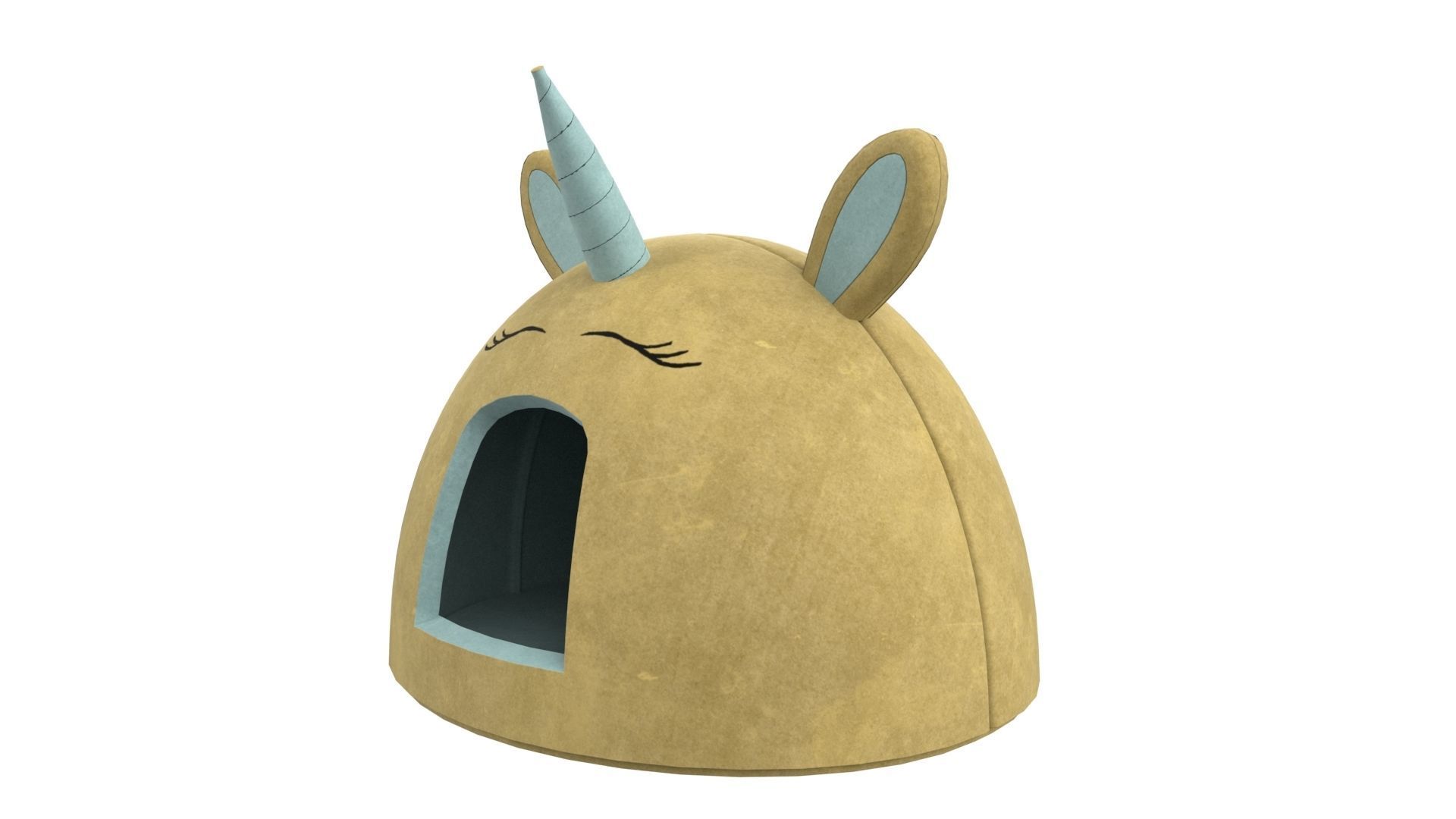 Unicorn Meow Hut Cat Hut Cat Tent Cozy Yellow 3D model_2