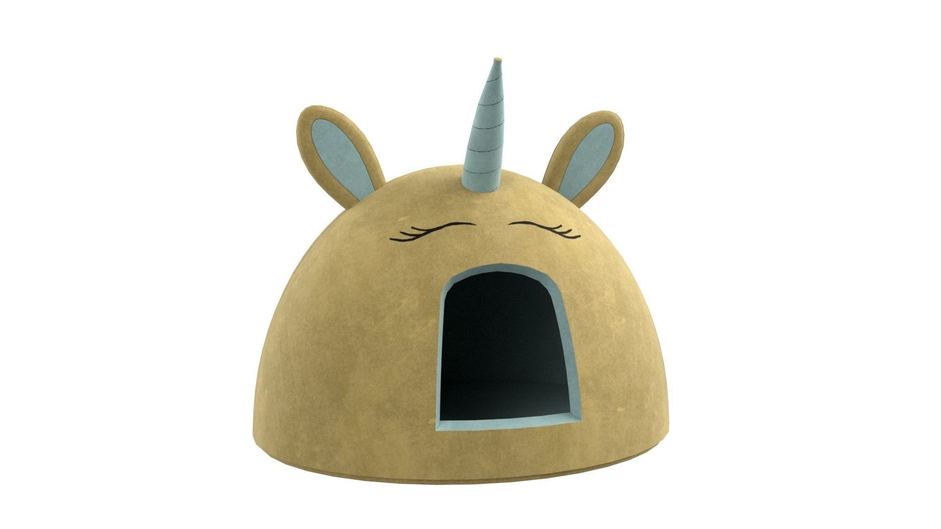 Unicorn Meow Hut Cat Hut Cat Tent Cozy Yellow 3D model_1