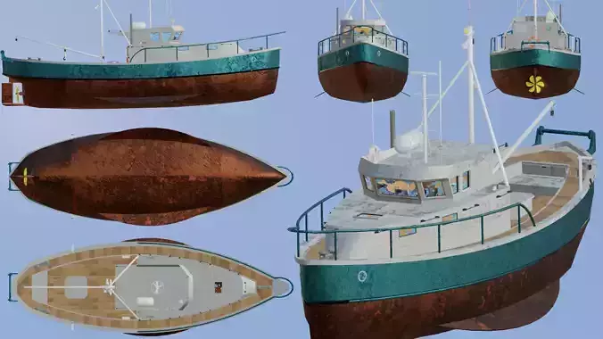 Fishing Boat Low-poly 3D model
