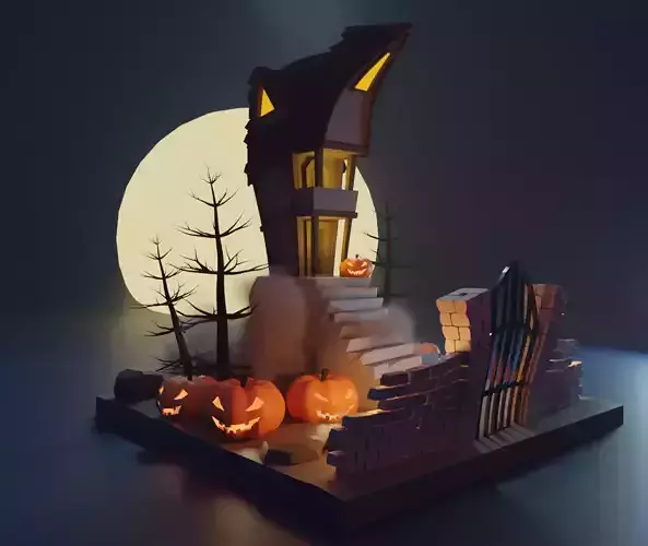 Spooky Halloween House Low-poly 3D model