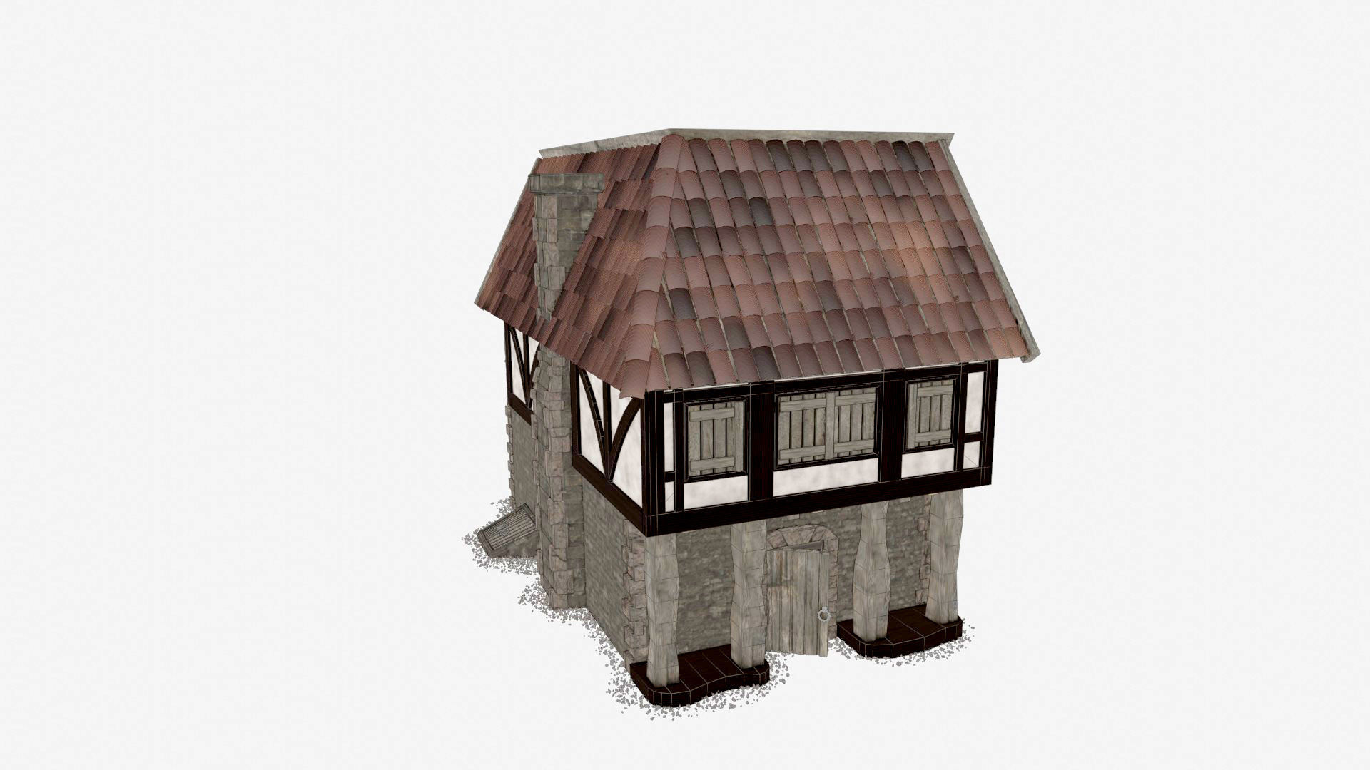 Medieval and Tudor House Low-poly 3D model_9