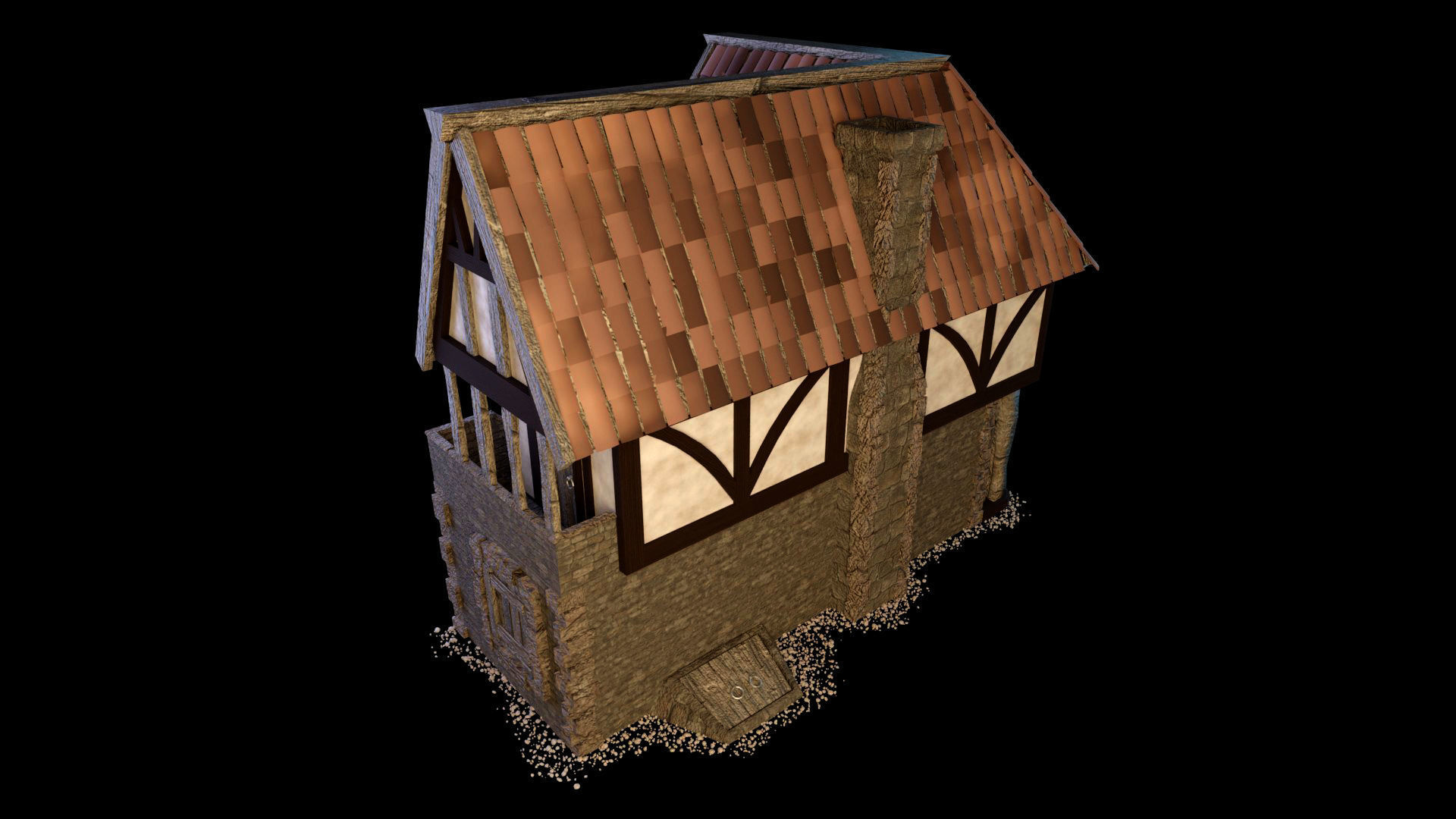 Medieval and Tudor House Low-poly 3D model_5