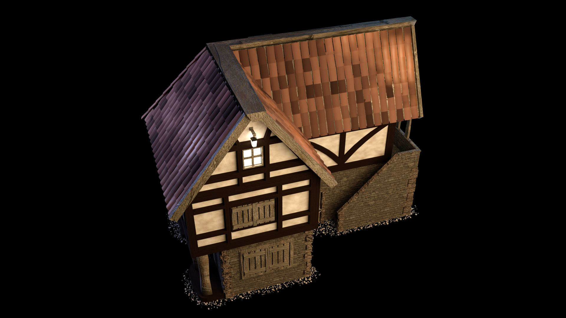 Medieval and Tudor House Low-poly 3D model_3
