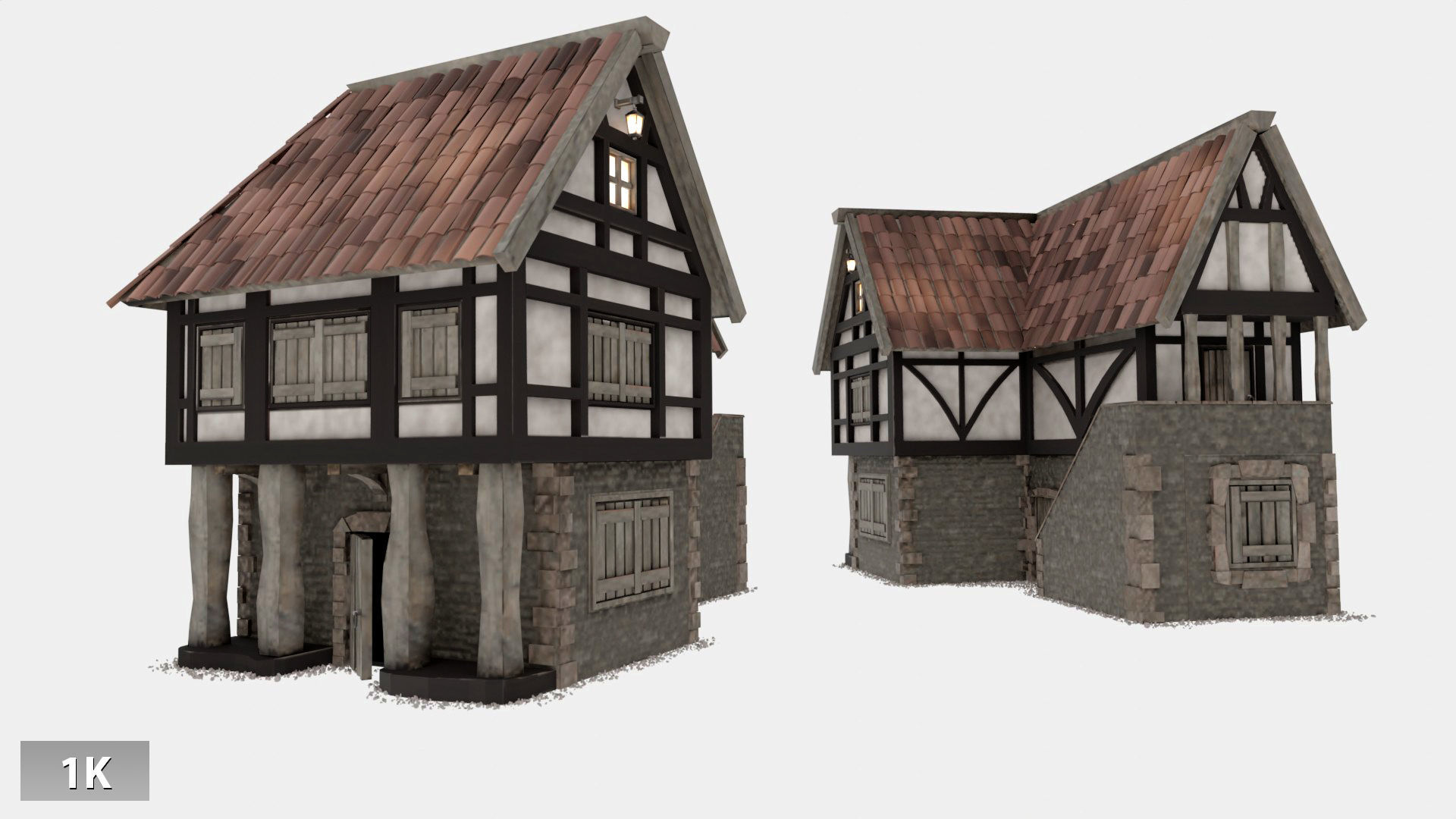 Medieval and Tudor House Low-poly 3D model_6