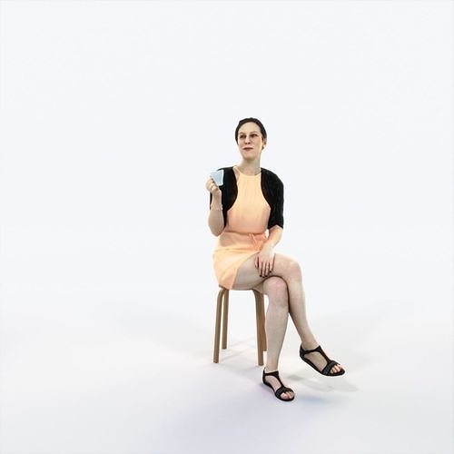 Eternal 21L Summer Drinking Coffee Sitting Casual Woman Low-poly 3D model