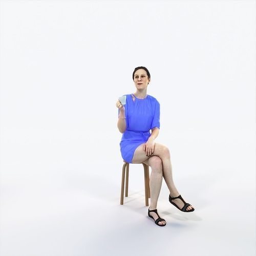 Eternal 21K Summer Drinking Coffee Sitting Casual Woman Low-poly 3D model