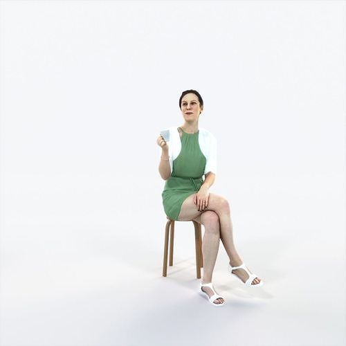 Eternal 21J Summer Drinking Coffee Sitting Casual Woman Low-poly 3D model