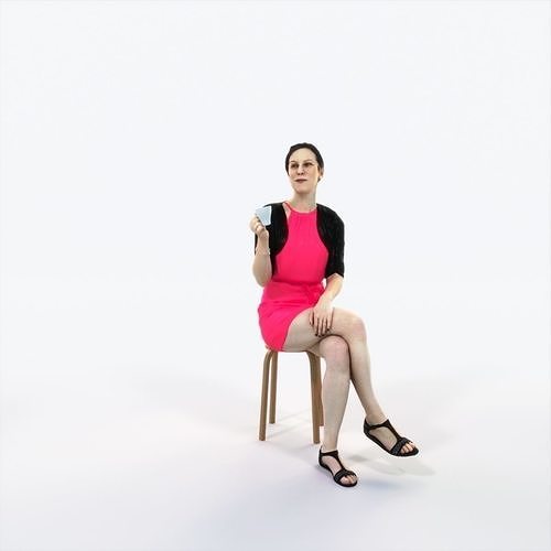Eternal 21H Summer Drinking Coffee Sitting Casual Woman Low-poly 3D model