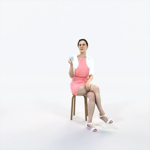 Eternal 21G Summer Drinking Coffee Sitting Casual Woman Low-poly 3D model