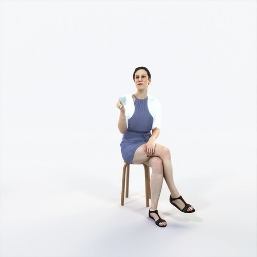 Eternal 21F Summer Drinking Coffee Sitting Casual Woman Low-poly 3D model