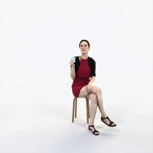 Eternal 21E Summer Drinking Coffee Sitting Casual Woman Low-poly 3D model