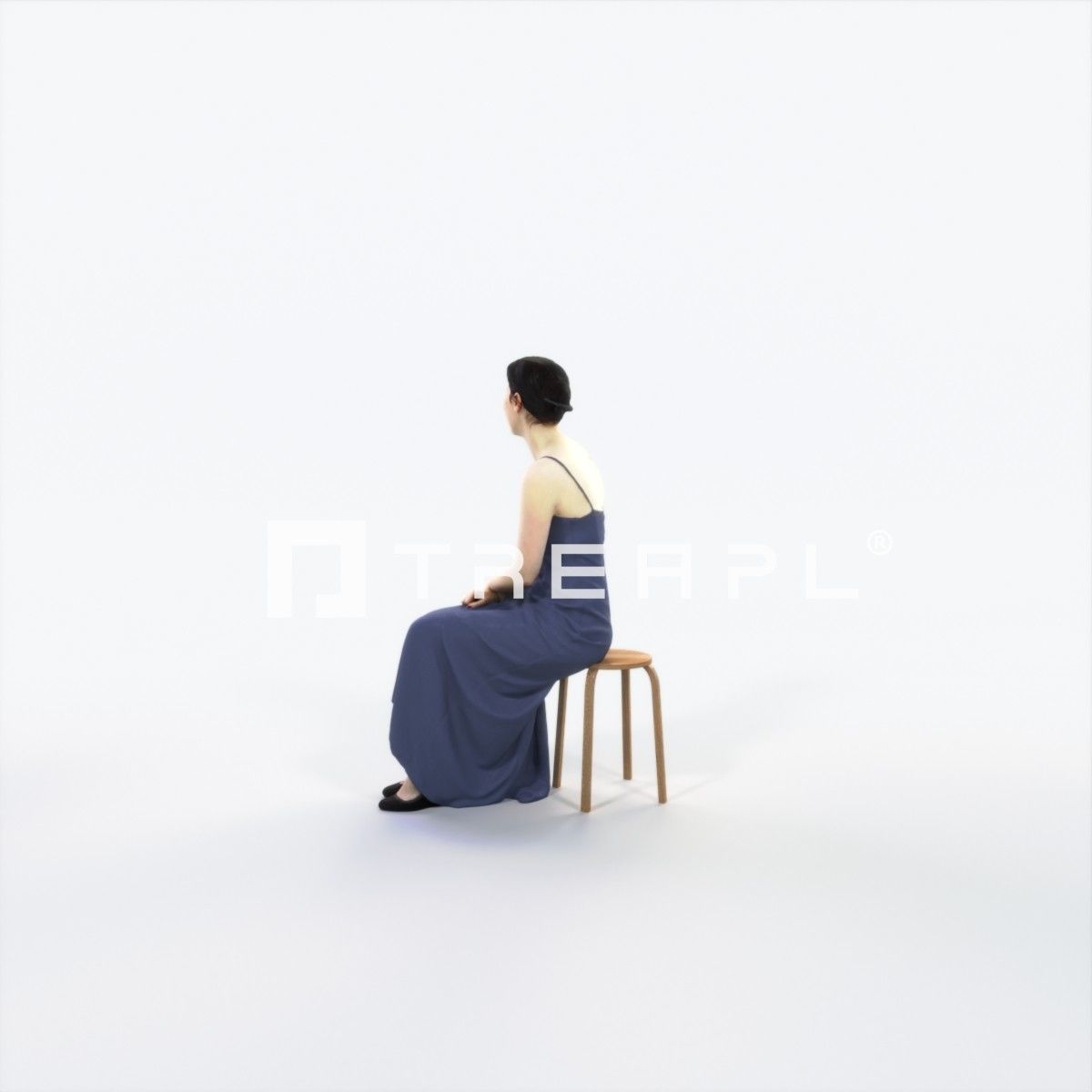 Eternal 25J Listening Sitting Event Elegant Woman Low-poly 3D model_5