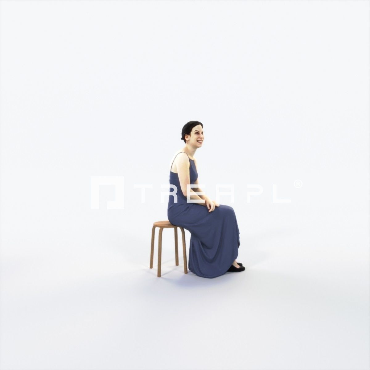 Eternal 25J Listening Sitting Event Elegant Woman Low-poly 3D model_2