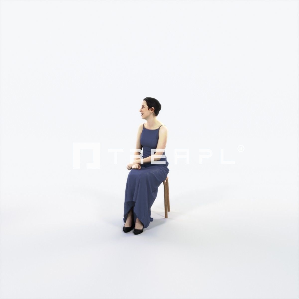 Eternal 25J Listening Sitting Event Elegant Woman Low-poly 3D model_6