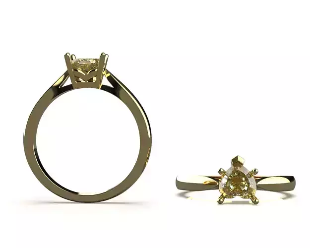Heart Diamond Cut Solitaire Engagement Ring 6mm 3D print model