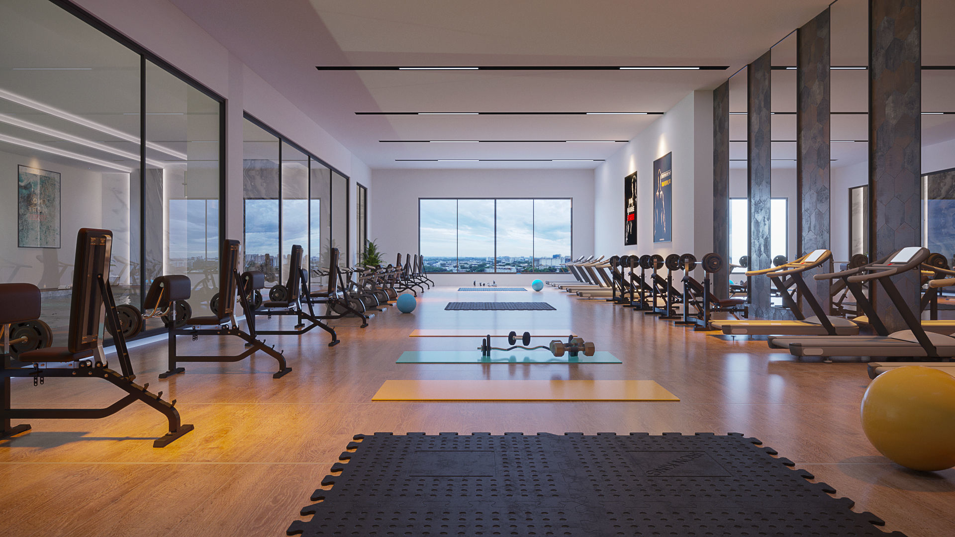 Fitness gym and pool 3D model_2