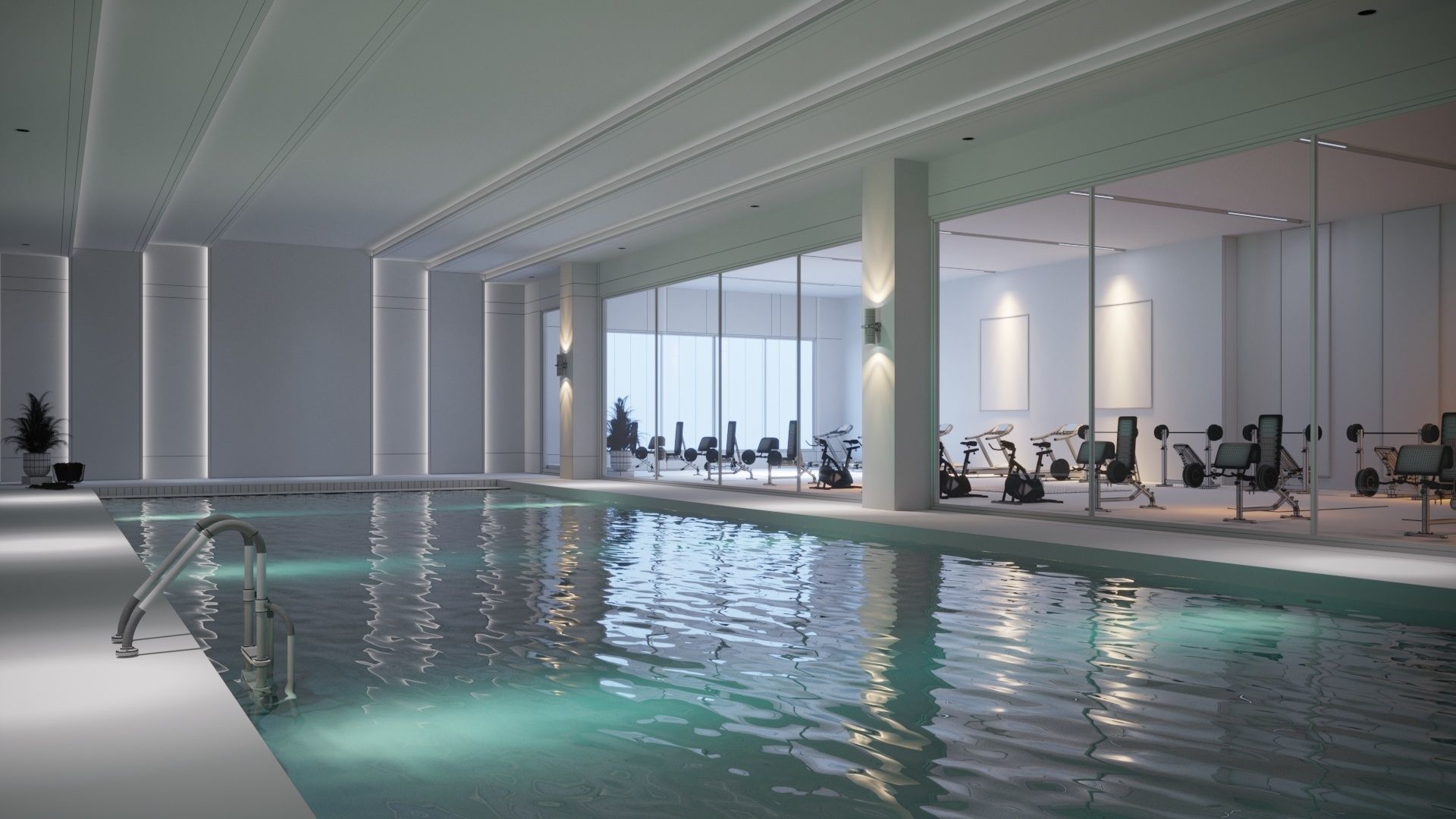 Fitness gym and pool 3D model_6