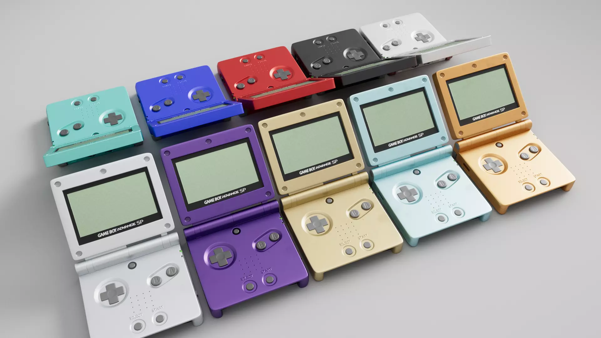 Gameboy Advance SP 10 Colors 3D model
