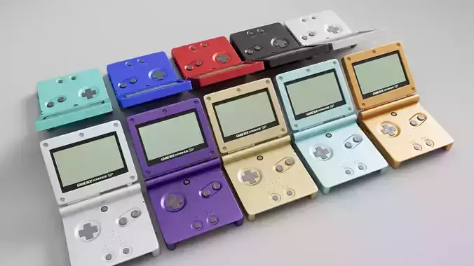 Gameboy Advance SP 10 Colors 3D model | CGTrader