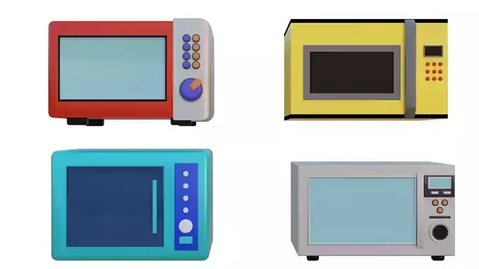 Low poly microwaves Low-poly 3D model