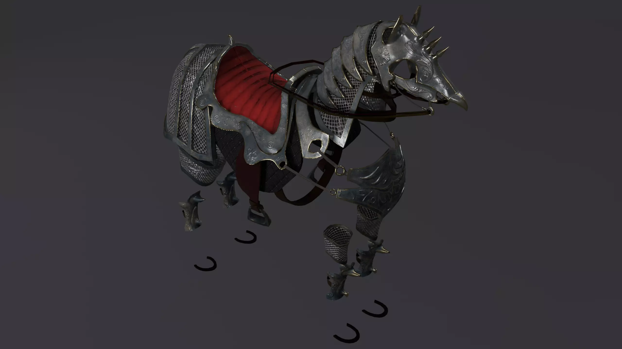 Horse armor PBR Low-poly 3D model_0