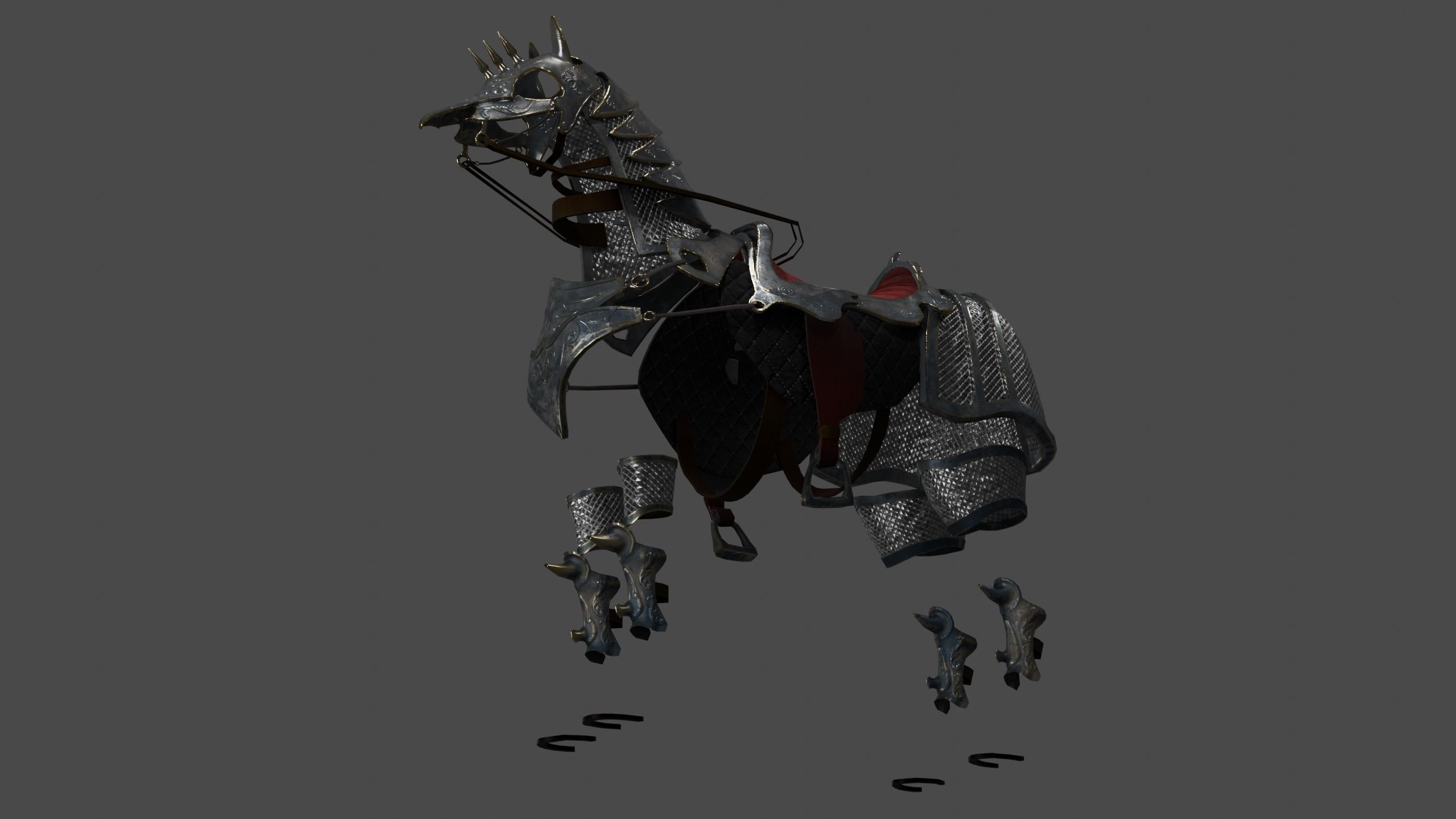 Horse armor PBR Low-poly 3D model_4