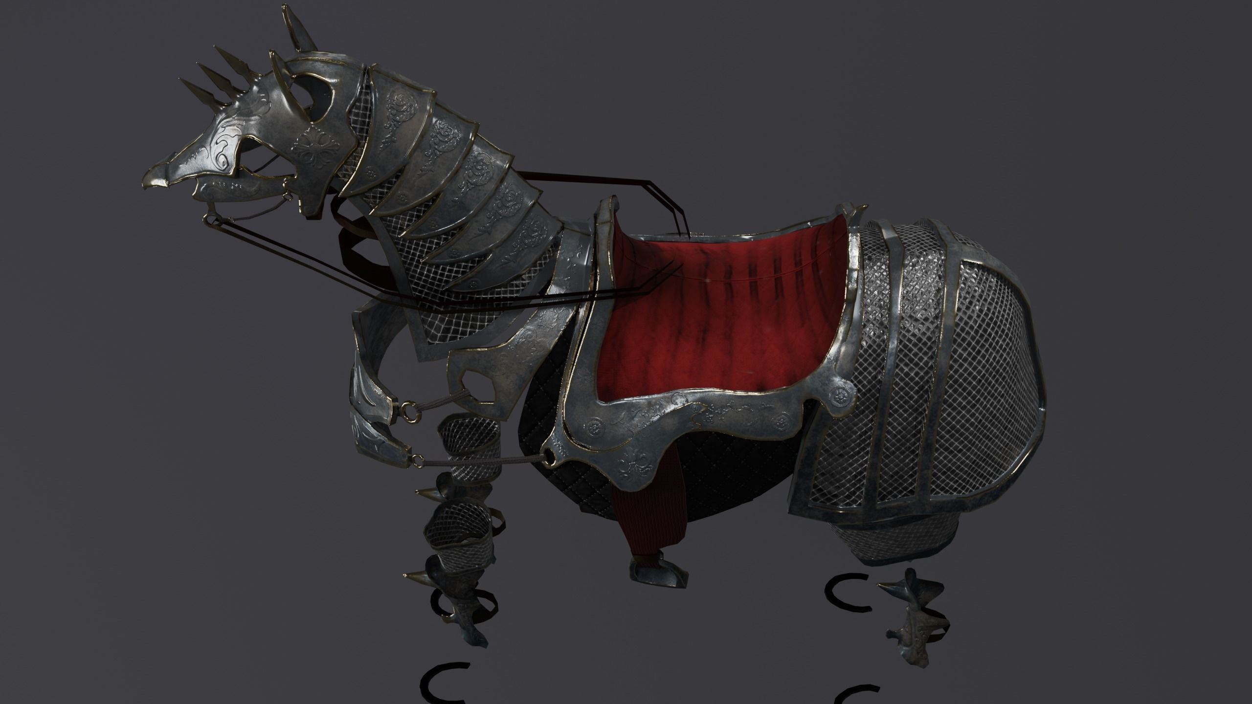 Horse armor PBR Low-poly 3D model_7